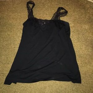 Black tank top with lace design